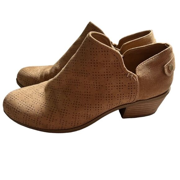 Dr. Scholl’s Bandit Ankle Bootie Womens 8M Tan Perforated Suede Shoes - Picture 3 of 7